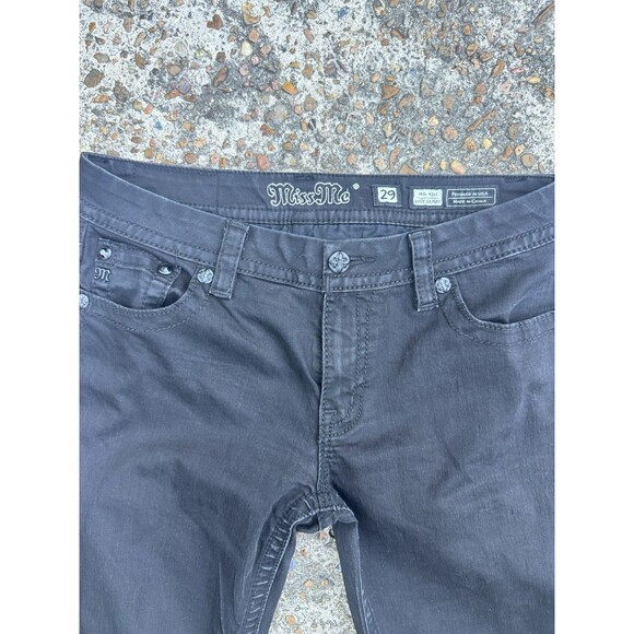 Miss Me Jeans Womens 28 Easy Skinny Mid Rise Black Wash Denim Stretch Fits 29x30 - Picture 3 of 5